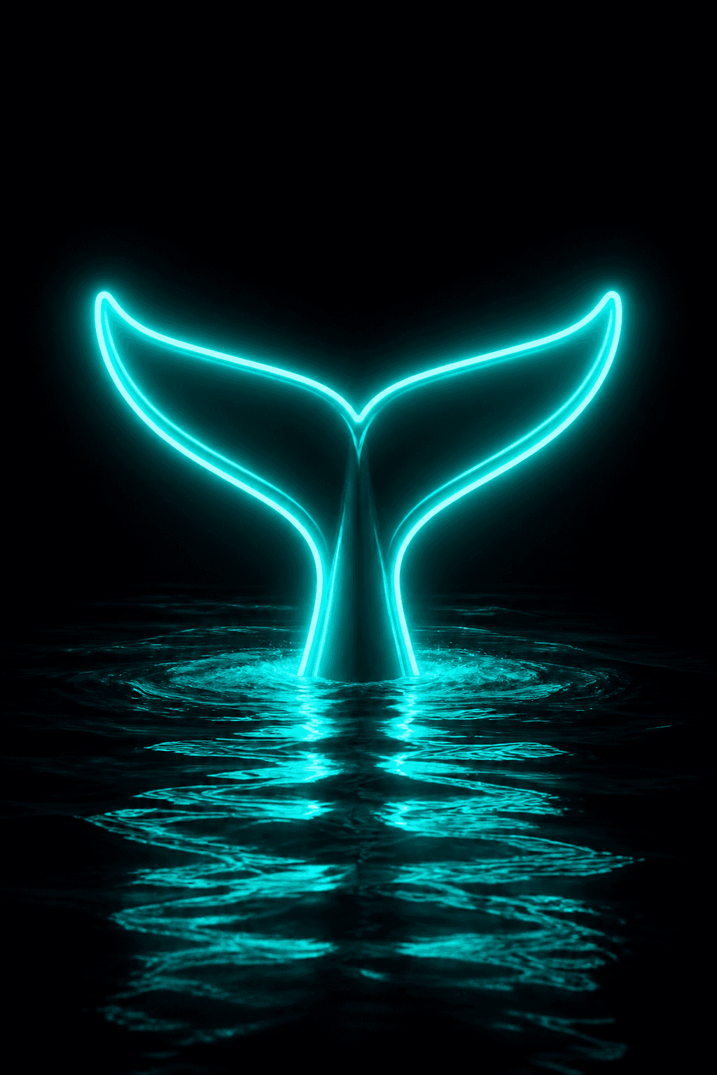Cauda de baleia em néon turquesa — marca Crypto Whales